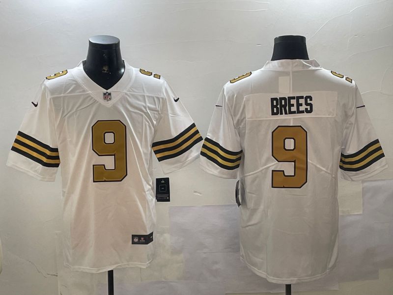Men New Orleans Saints 9 Brees White 2024 Nike Limited NFL Jersey style 0104